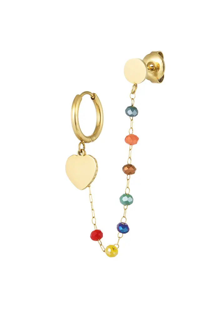 Earring with stud colorful - gold/multi