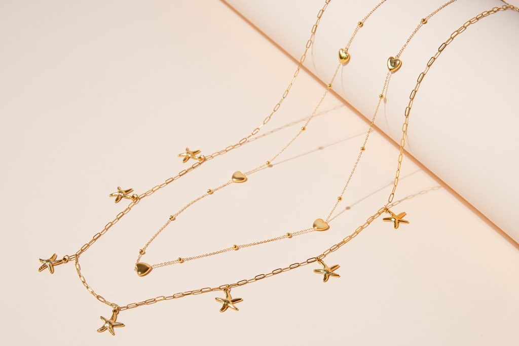 Gold Layered Necklaces with Starfish & Heart Charms, Trendy Women’s Necklace Styles