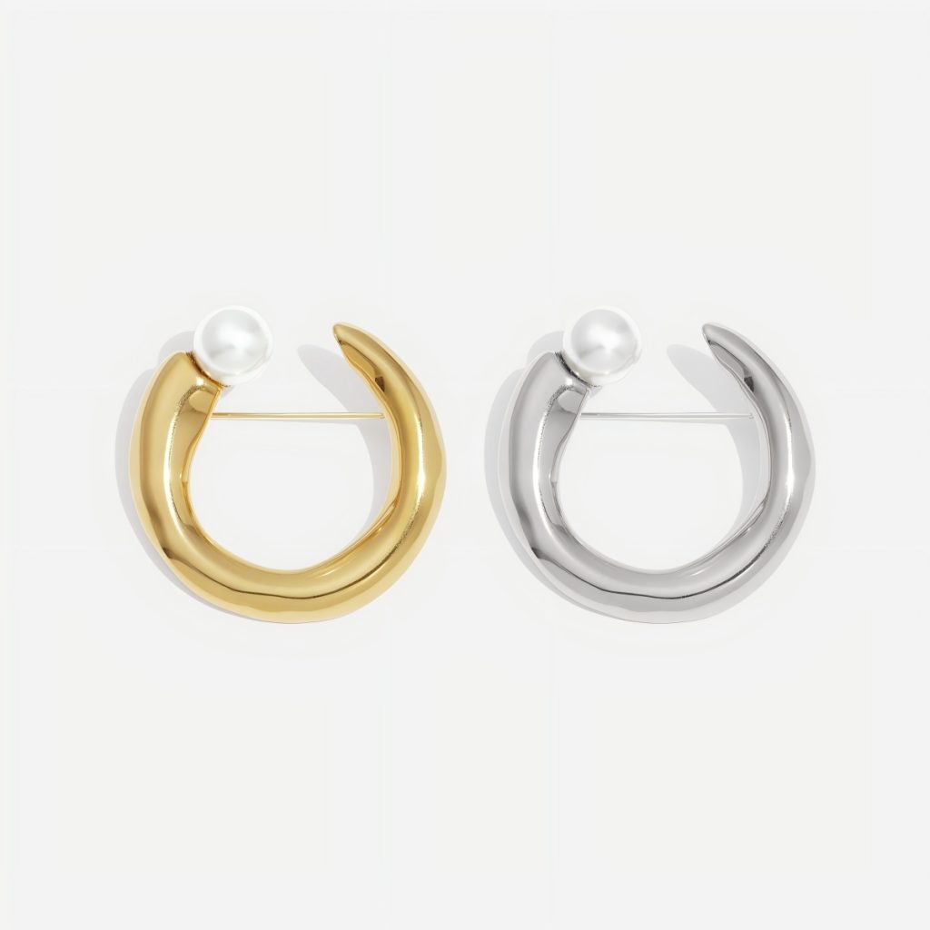 C-shape Stainless Steel Brooch