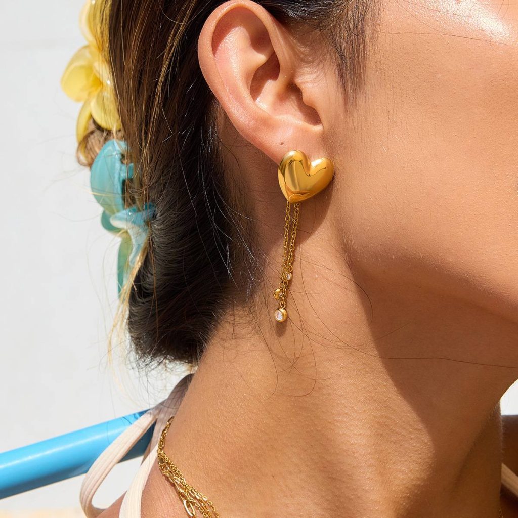 Elegant Heart Tassel Dangle Earrings