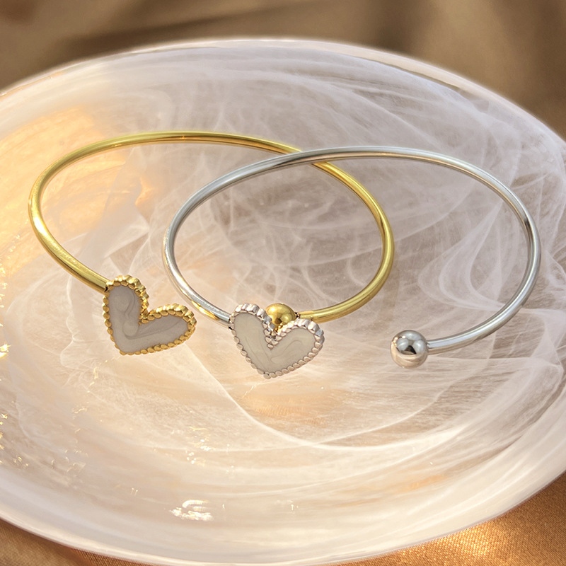 Heart Stainless Steel Gold Color Cuff Bracelet