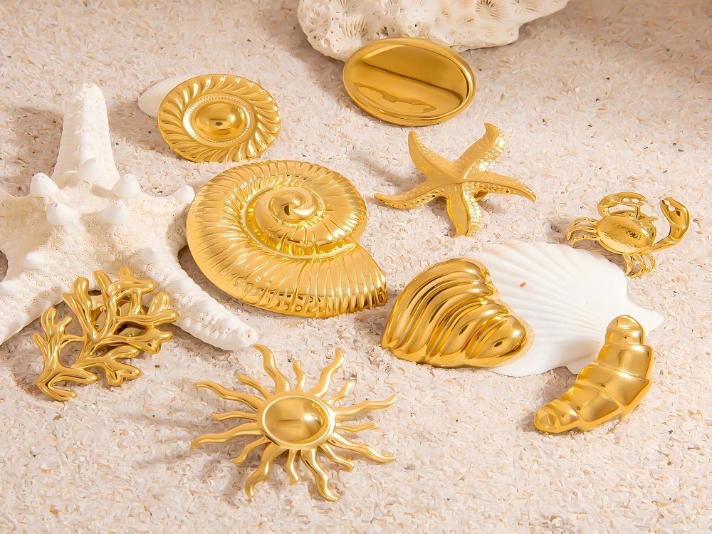 Oceanic Stainless Steel Gold Color Brooches