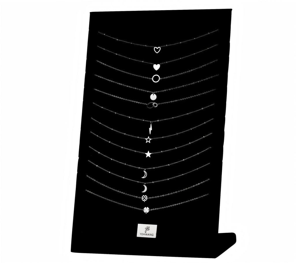 Display with 12 Stainless Steel Necklaces