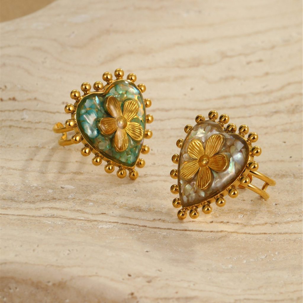 Heart Stainless Steel Gold Color Statement Ring