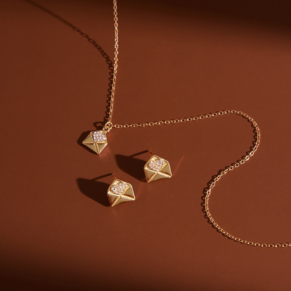 Romantic Envelope Heart Stainless Steel Gold Color Women's Jewelry Sets