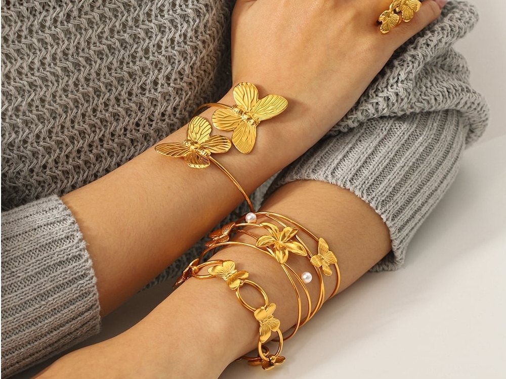 Butterfly Stainless Steel Waterproof Women's Bangles