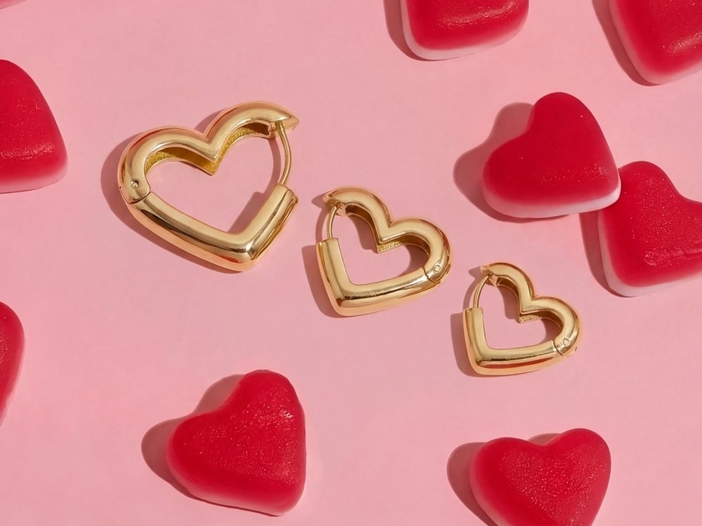Heart-Shaped Hoop Earrings in Three Sizes