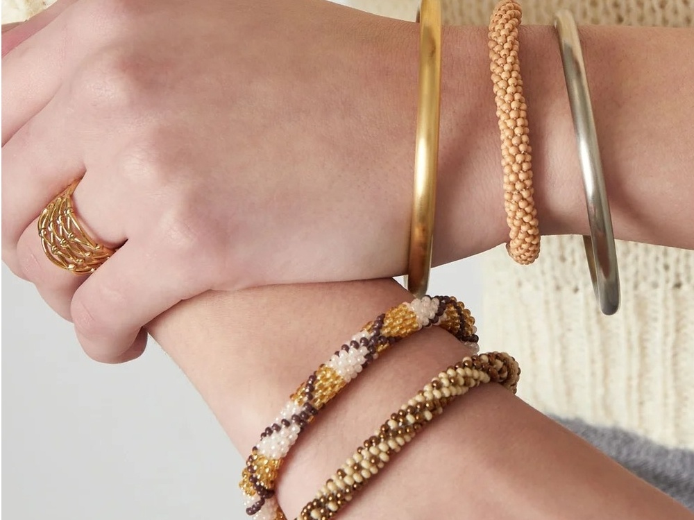 Bead bracelet figure - Gold colorbrown