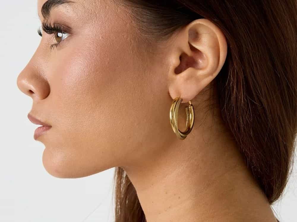 Double chunky hoop earrings