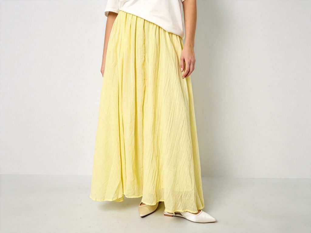 Woven Polyester Fiber Women's Maxi Skirt Casual Solid Color
