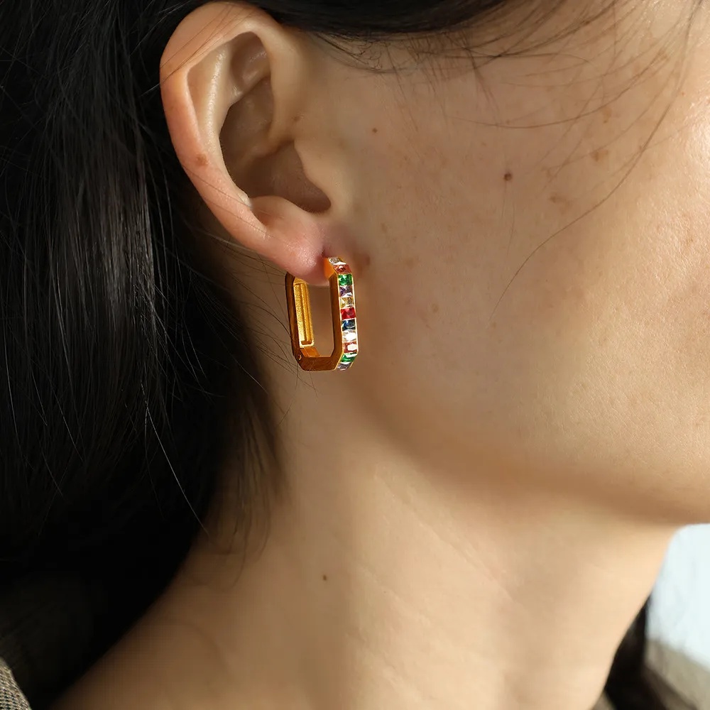 zircon women's hoop earrings