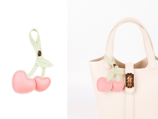 Romantic Series Daily Heart Mixed Color Cherry Pu Bag Charms
