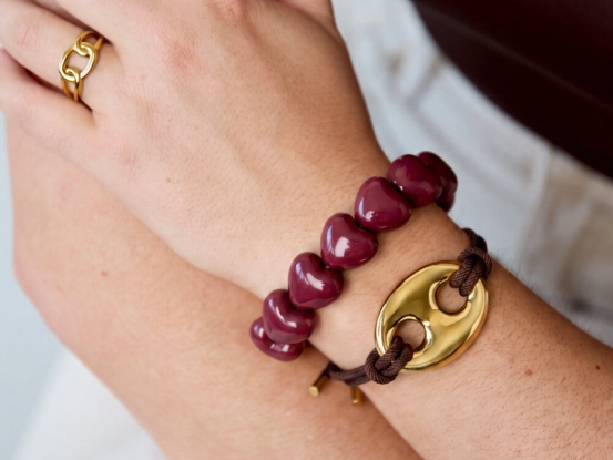 Satin Cord Bracelet With Button Detail
