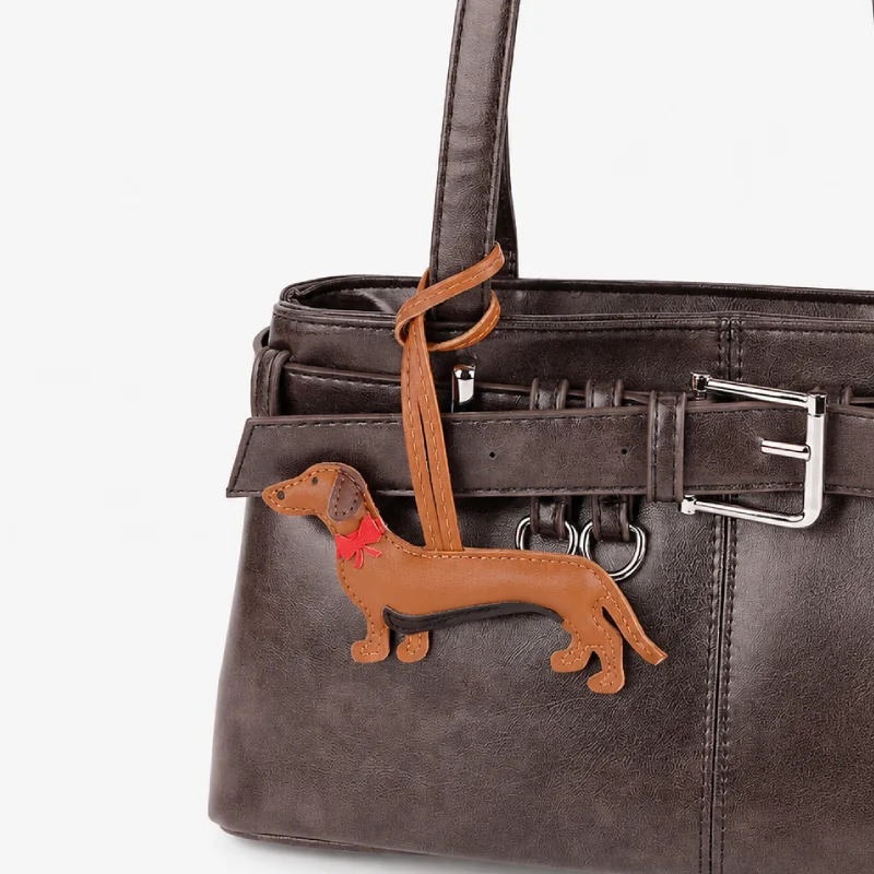 Simple Series Cute Dachshund Mixed Color Pu Bag Charms