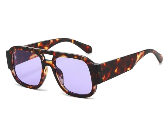 Simple Series Retro Solid Color Leopard Print Sunglasses