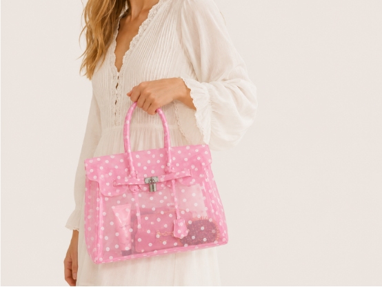 Casual Style Pvc Transparent Solid Color Polka Dots Jelly Bag Women’s Square Bag
