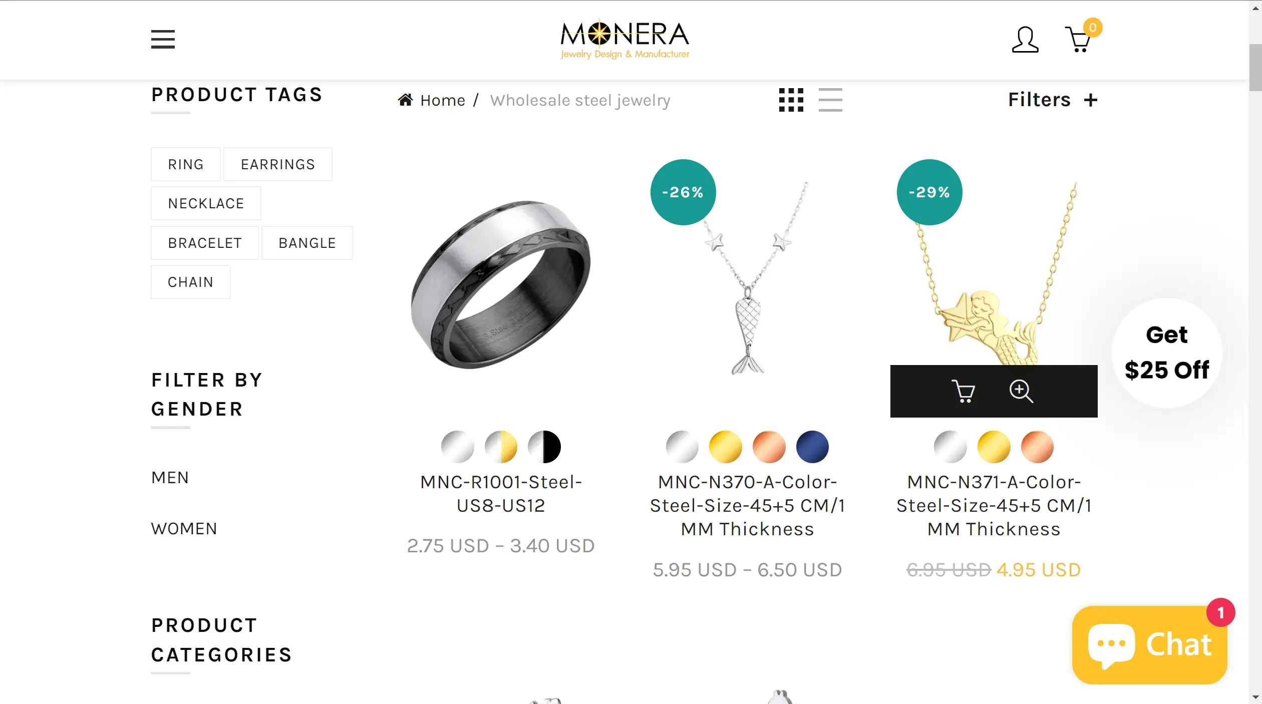 stainless steel jewerly at Monera Design 